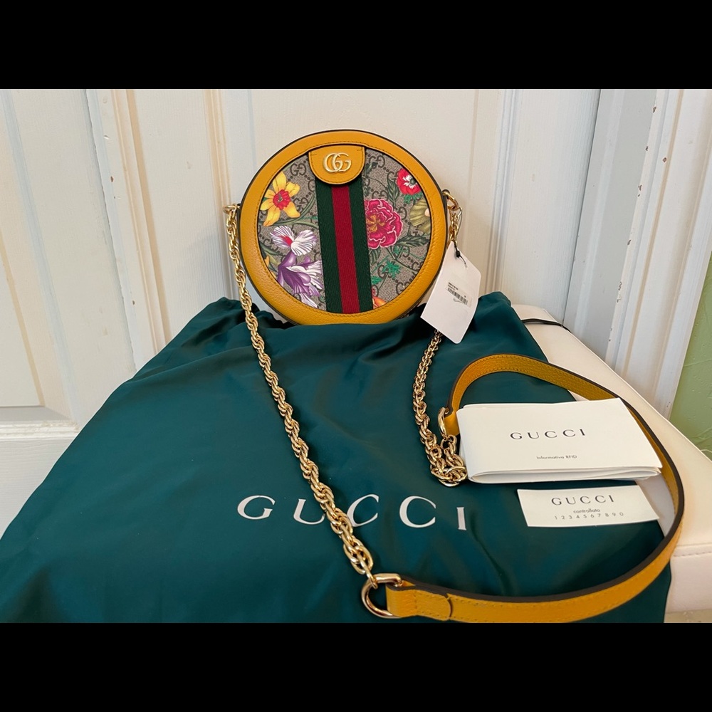 GUCCI Ophidia GG Round crossbody Double G Yellow